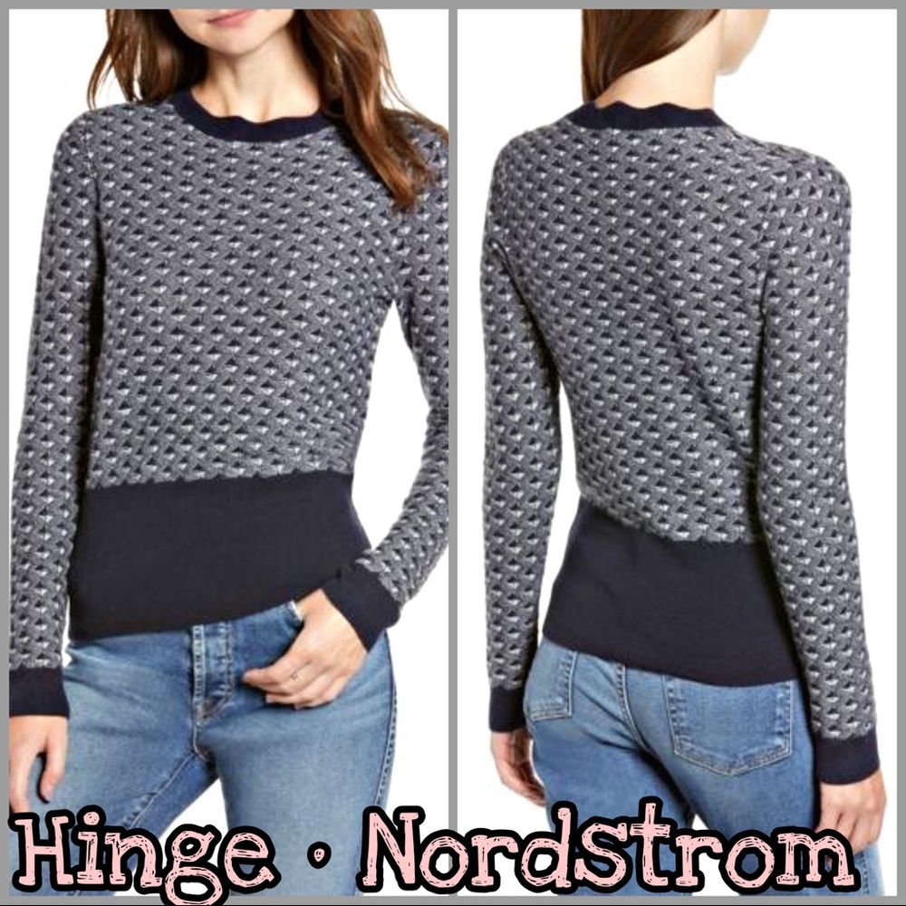 Hinge | Blue Pattern Wool Blend Sweater NWT SZ XS